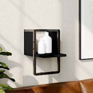 Stenska polica s prečko črna 20x25x30 cm