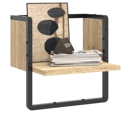 vidaXL P&oacute;łka ścienna z drążkiem, dąb sonoma, 30x25x30 cm