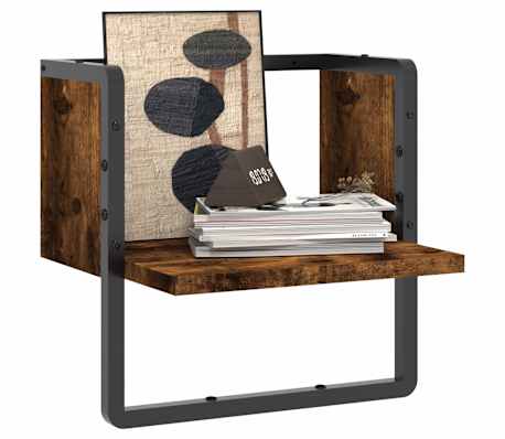 vidaXL Wandschap met stang 30x25x30 cm gerookt eikenkleurig