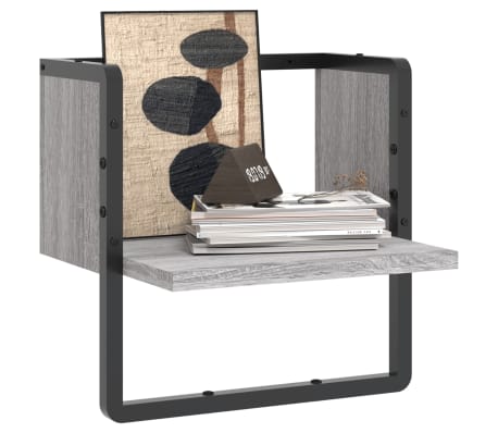 vidaXL Raft de perete cu bară, gri sonoma, 30x25x30 cm