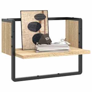 vidaXL P&oacute;łka ścienna z drążkiem, dąb sonoma, 40x25x30 cm