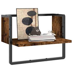 vidaXL Sieninė lentyna su skersiniu, dūminio ąžuolo, 40x25x30cm