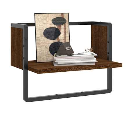 vidaXL Wall Shelf with Bar Brown Oak 40x25x30 cm