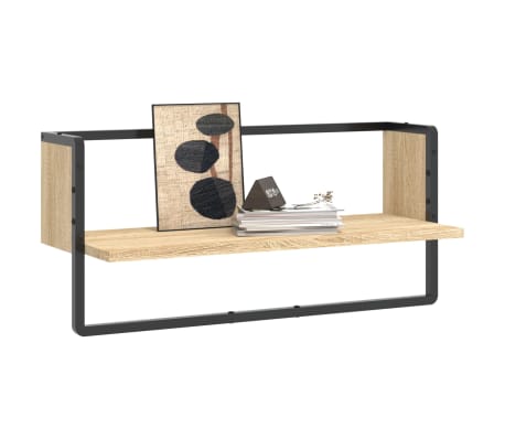 vidaXL Wandregal mit Stange Sonoma-Eiche 65x25x30 cm
