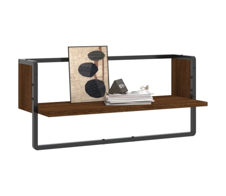 vidaXL P&oacute;łka ścienna z drążkiem, brązowy dąb, 65x25x30 cm