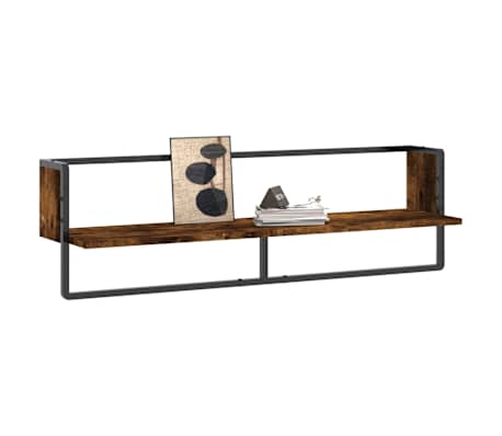 vidaXL Raft de perete cu bare, stejar fumuriu, 100x25x30 cm