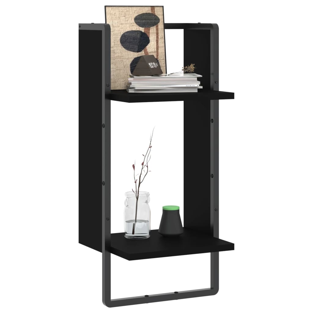vidaXL Wandschap met stang 30x25x65 cm zwart afbeelding