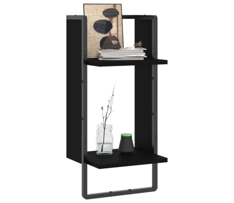 vidaXL Wandschap met stang 30x25x65 cm zwart