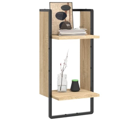 vidaXL Raft de perete cu bare, stejar sonoma, 30x25x65 cm
