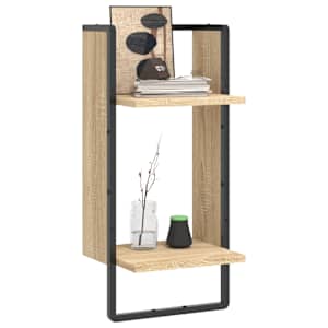 vidaXL Raft de perete cu bare, stejar sonoma, 30x25x65 cm