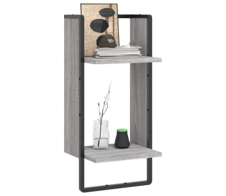 vidaXL Wandschap met stang 30x25x65 cm grijs sonoma eikenkleurig
