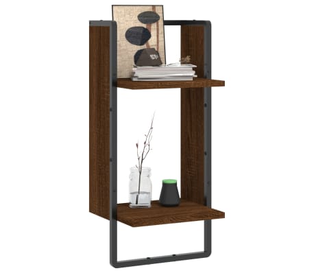 vidaXL Wall Shelf with Bar Brown Oak 30x25x65 cm