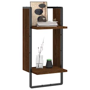 vidaXL Wall Shelf with Bar Brown Oak 30x25x65 cm