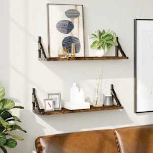 Stenske police 2 kosa dimljen hrast 60x15x15,5 cm