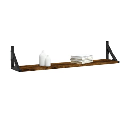 vidaXL Estante pared 2uds madera ingenier&iacute;a roble ahumado 80x15x15,5cm