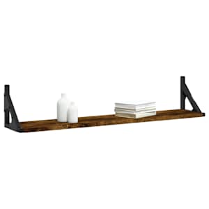 vidaXL Estante pared 2uds madera ingenier&iacute;a roble ahumado 80x15x15,5cm