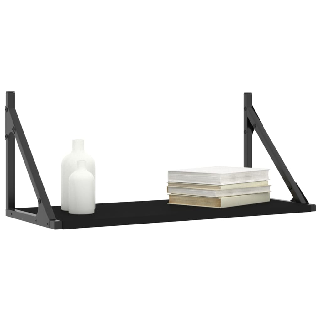vidaXL Wandschappen 2 st 60x25x25,5 cm bewerkt hout zwart afbeelding