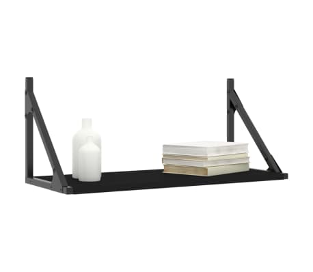 vidaXL &Eacute;tag&egrave;res murales 2 pcs noir 60x25x25,5 cm bois d'ing&eacute;nierie