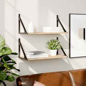 Stenska polica 2 kosa sonoma hrast 60x25x25,5 cm inženirski les