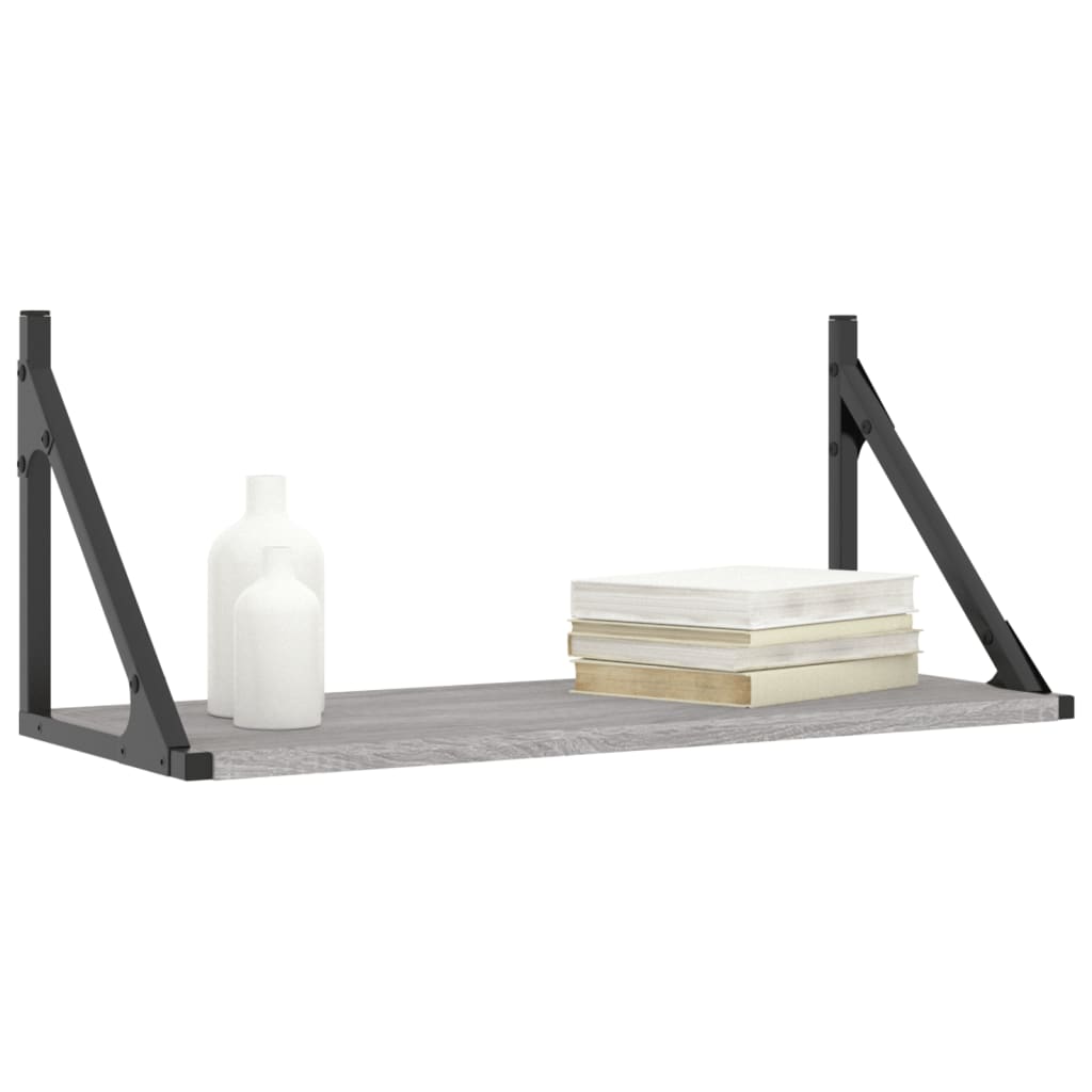 vidaXL Wall Shelves 2 pcs Grey Sonoma 60x25x25.5 cm Engineered wood