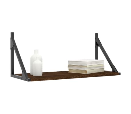 vidaXL Стенни рафтове 2 бр кафяв дъб 60x25x25,5 см инженерно дърво
