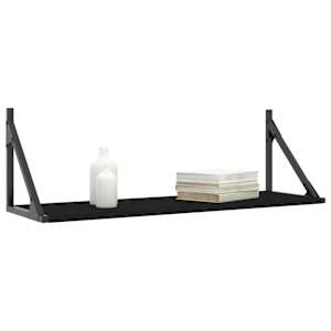 vidaXL Wall Shelf Set of 2 Black Engineered wood, Metal