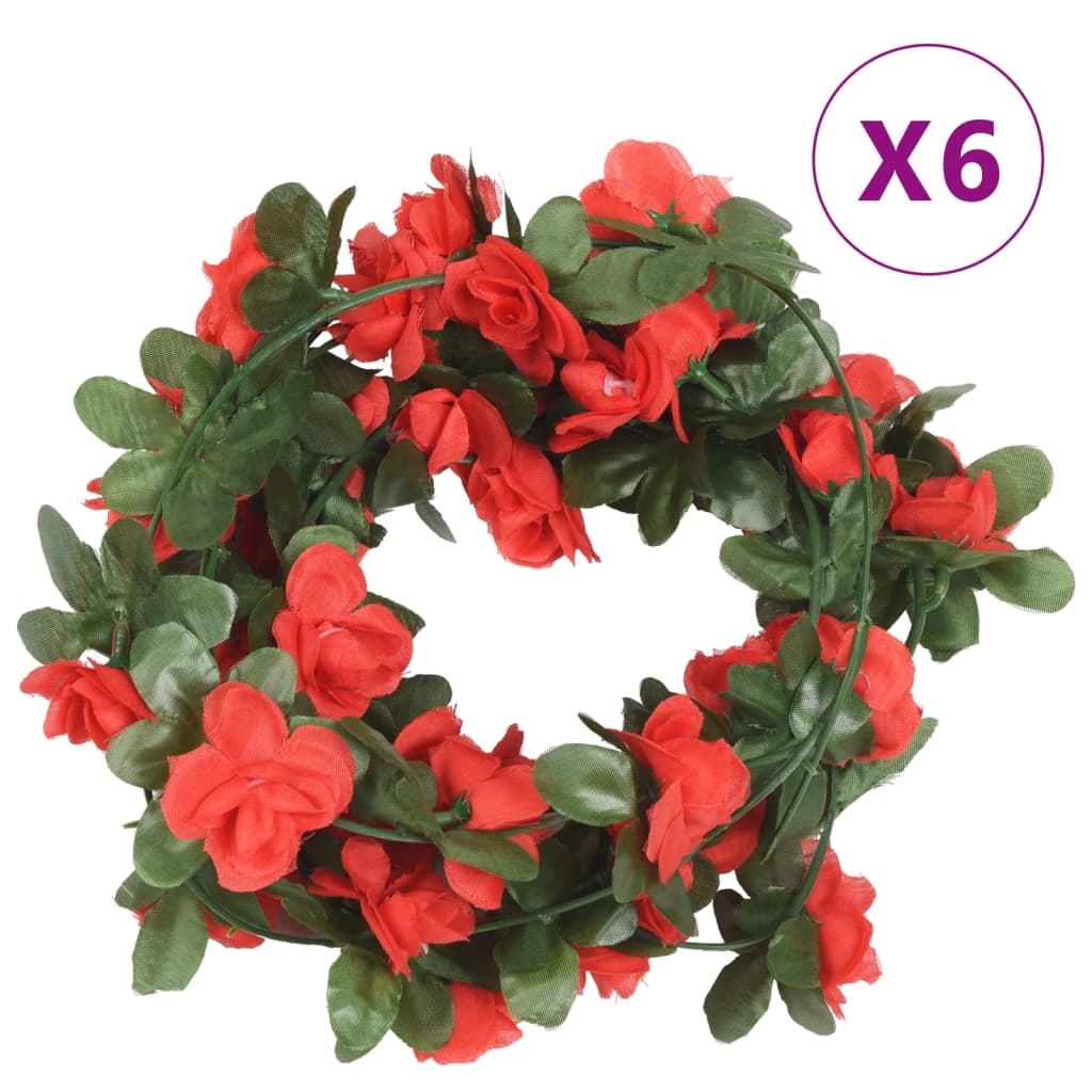vidaXL Ghirlande de flori artificiale, 6 buc. roșu de primăvară 250 cm