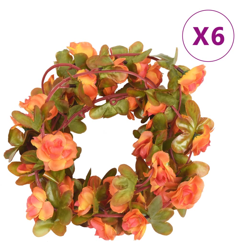 vidaXL Ghirlande de flori de Crăciun, 6 buc., portocaliu, 250 cm