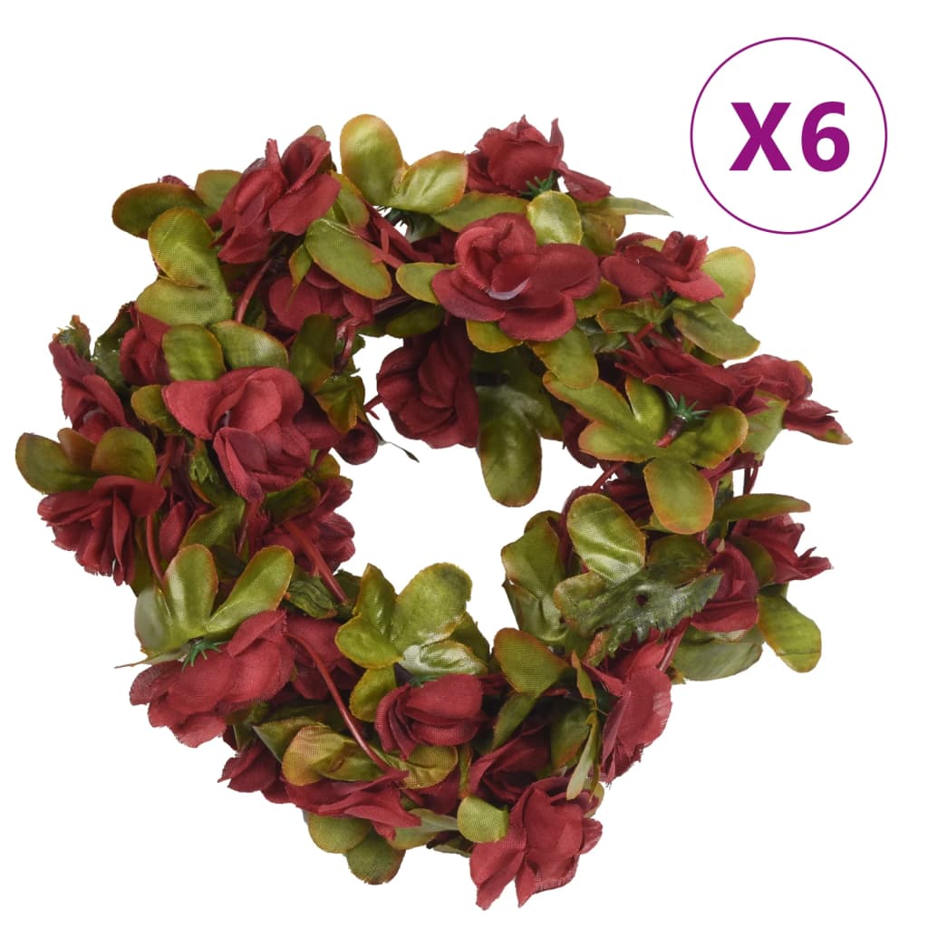 vidaXL Ghirlande de flori de Crăciun, 6 buc., roșu vin, 250 cm