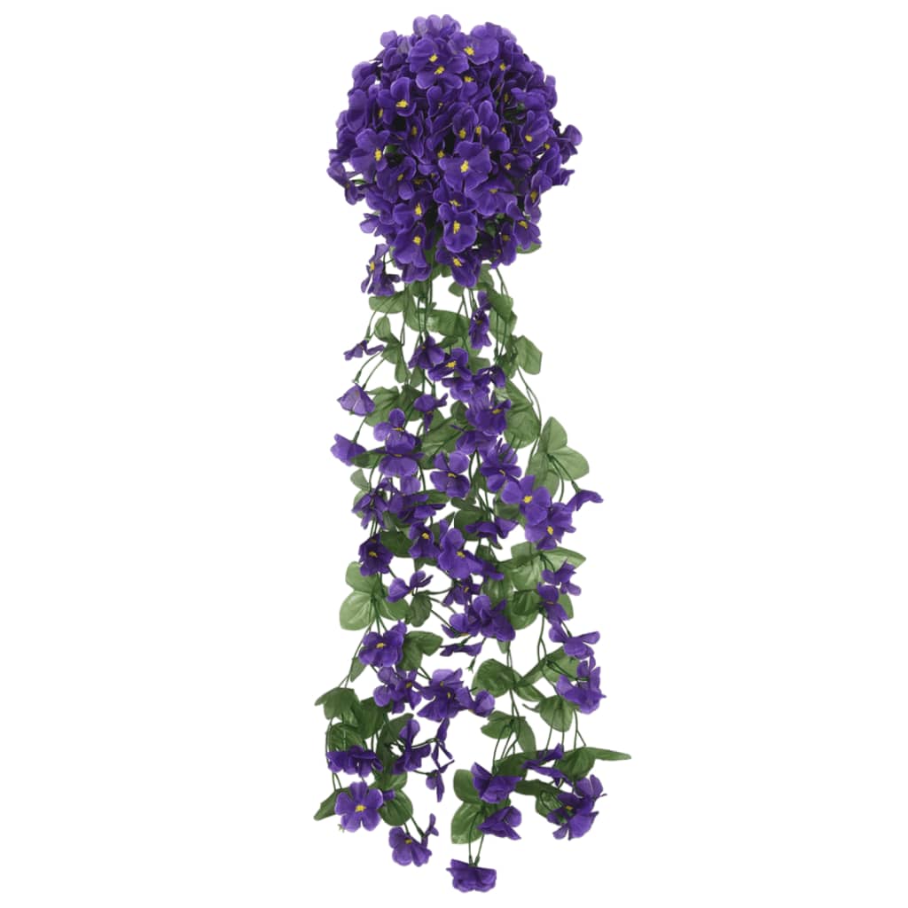 vidaXL Ghirlande de flori artificiale, 3 buc., violet închis, 85 cm