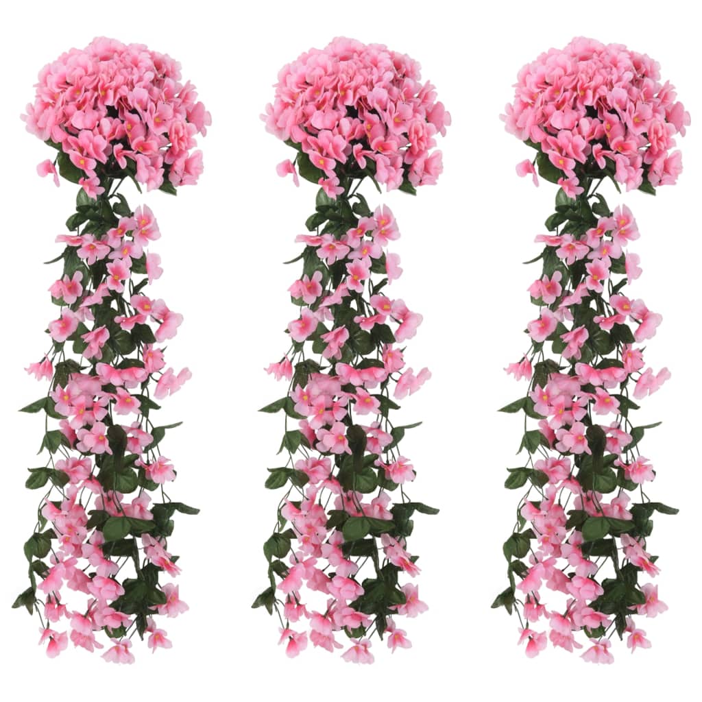 vidaXL Ghirlande de flori artificiale, 3 buc., roz, 85 cm