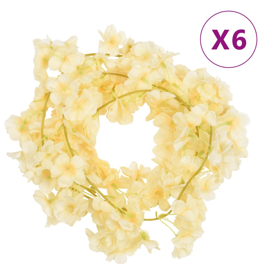 vidaXL Bloemenslingers 6 st 180 cm champagnekleurig