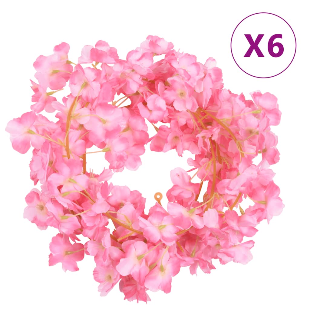 vidaXL Ghirlande de flori de Crăciun, 6 buc., roz închis, 180 cm