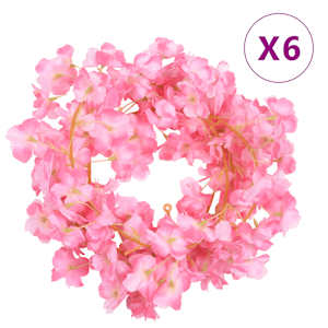 Cvetlična girlanda 6 kosov temno roza 180 cm