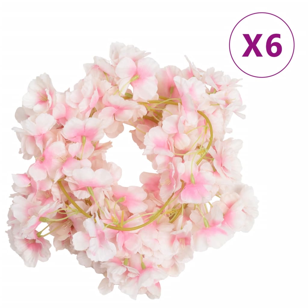 vidaXL Ghirlande de flori de Crăciun, 6 buc., roz deschis, 180 cm