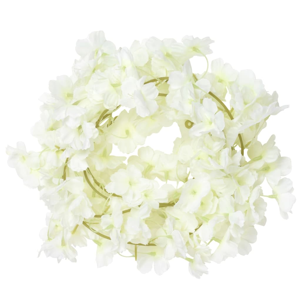 vidaXL Ghirlande de flori artificiale, 6 buc., alb, 180 cm