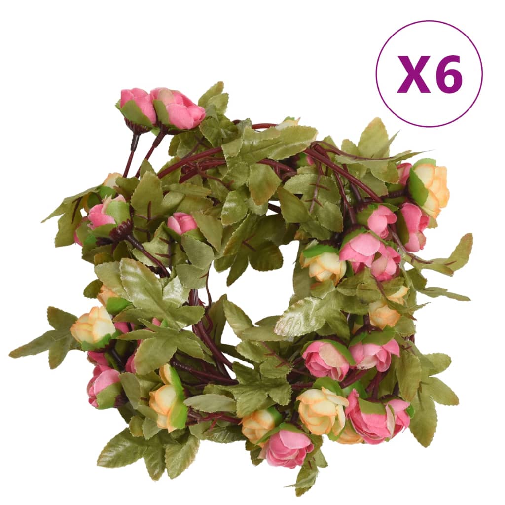 vidaXL Ghirlande de flori artificiale, 6 buc., roz, 215 cm