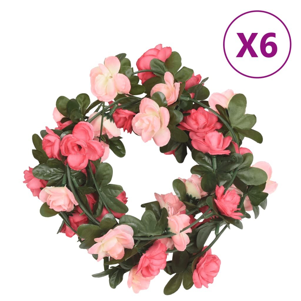 vidaXL Ghirlande de flori artificiale, 6 buc., roze, 240 cm