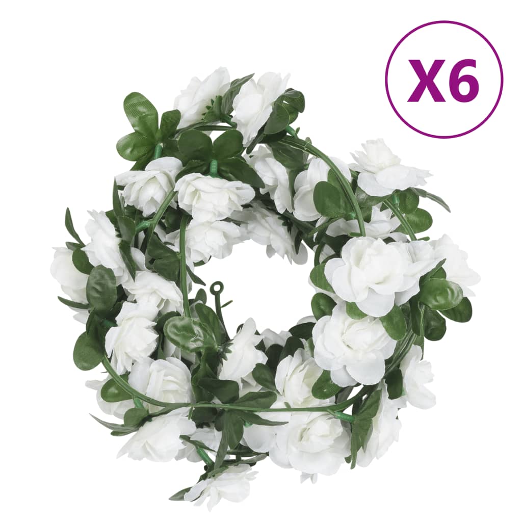 vidaXL Ghirlande de flori artificiale, 6 buc., alb, 240 cm