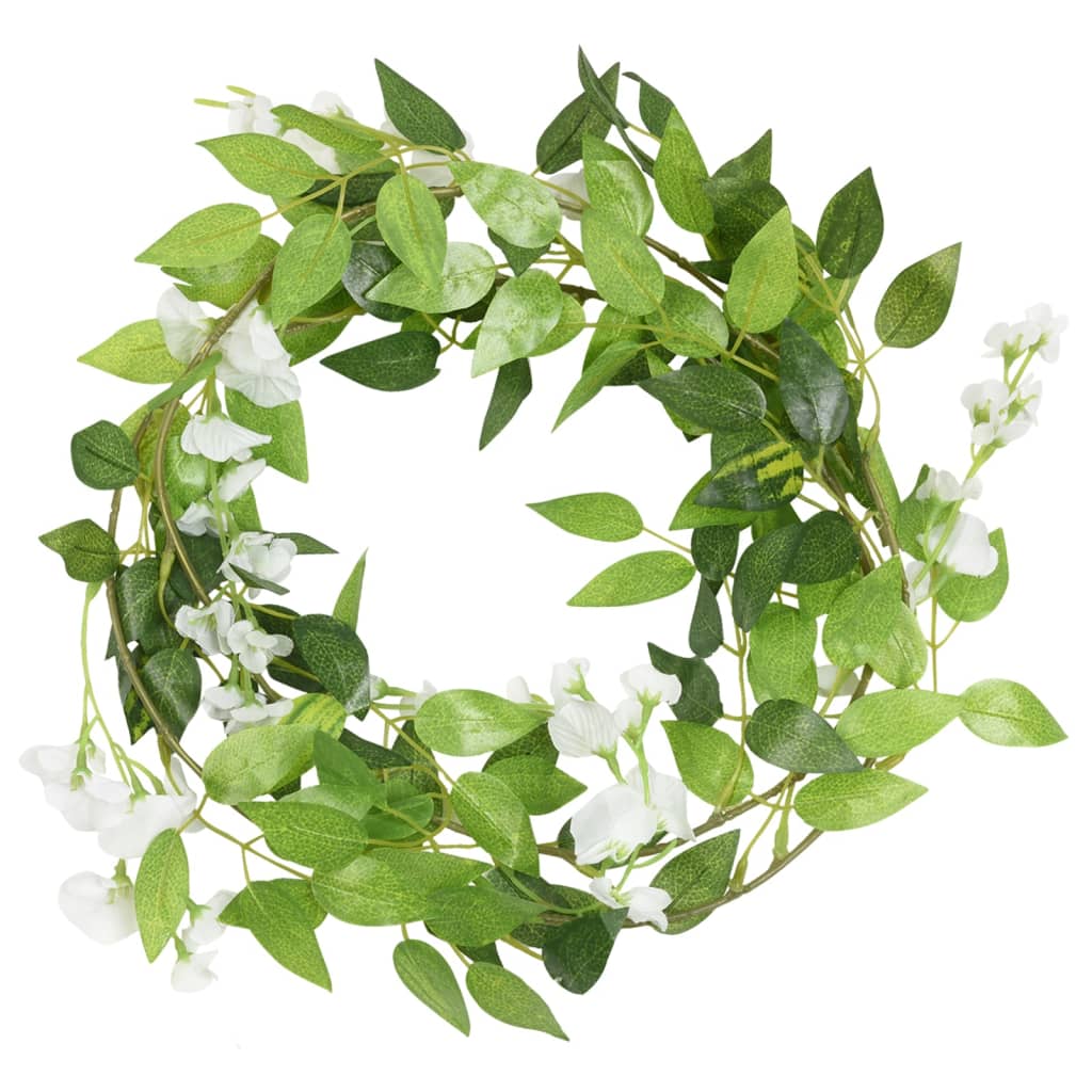 vidaXL Kerstslingers met bloemen 6 st 200 cm wit afbeelding