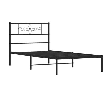vidaXL Cadre de lit m&eacute;tal sans matelas avec t&ecirc;te de lit noir 80x200 cm