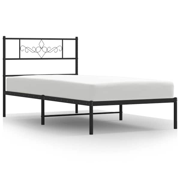 vidaXL metallist voodiraam peatsiga, must, 90 x 190 cm