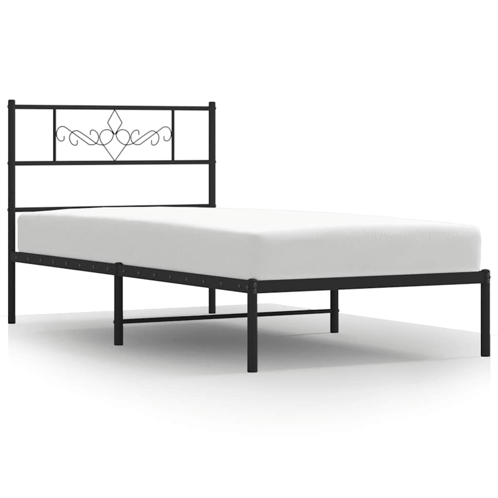 vidaXL Kovový rám postele s čelem černý 100 x 200 cm