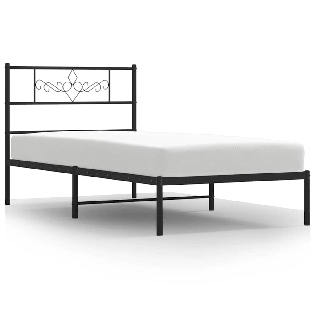 vidaXL Kovový rám postele s čelem černý 100 x 200 cm