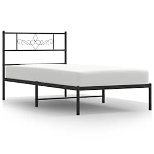 Kovový rám postele s čelem černý 100 x 200 cm - obrázek 2