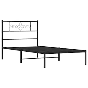 Kovový rám postele s čelem černý 100 x 200 cm - obrázek 3