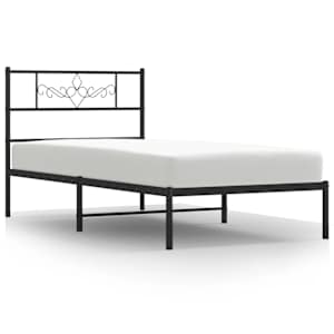 Kovový rám postele s čelem černý 107 x 203 cm - obrázek 2