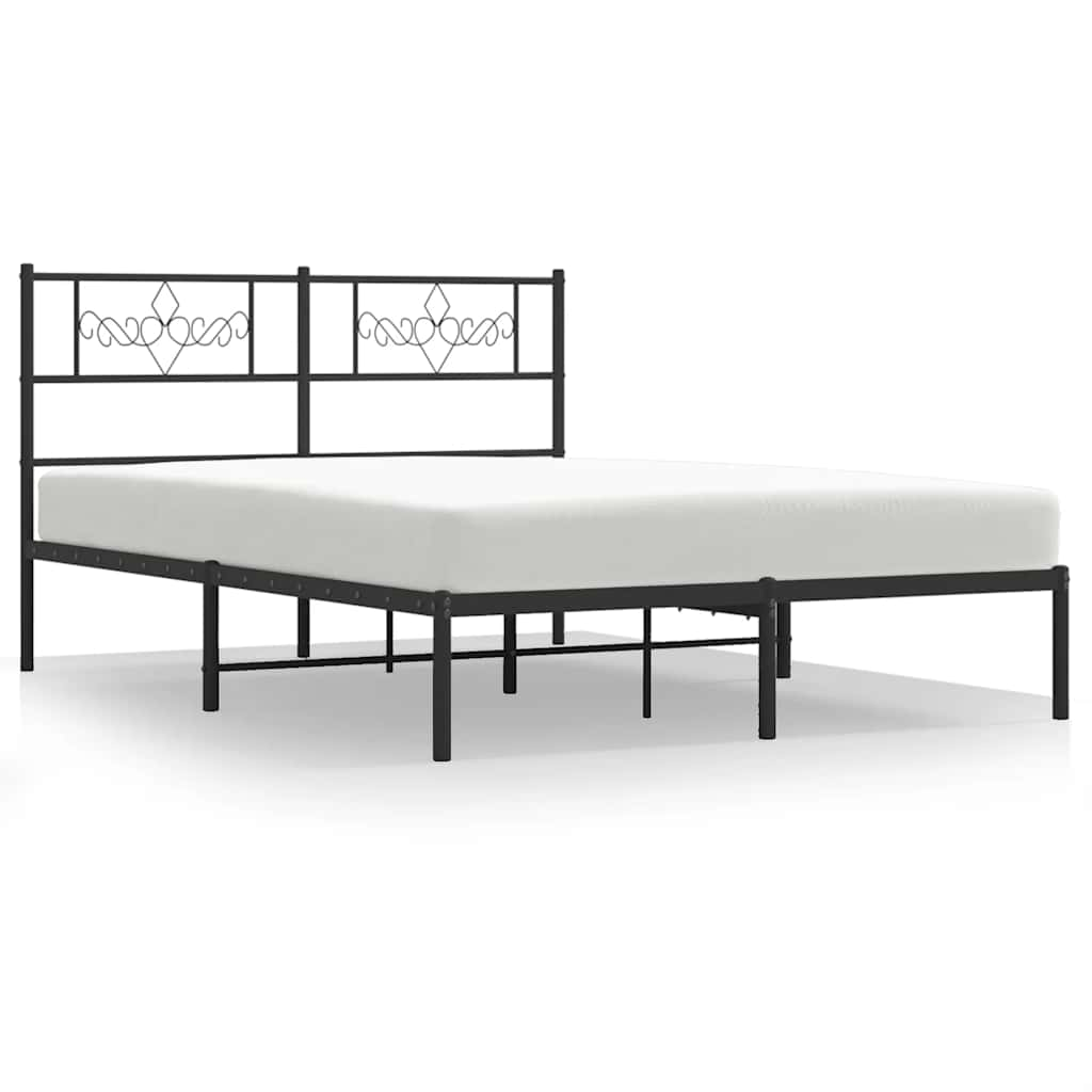 VidaXL Metal Bed Frame With Headboard Black 150x200 Cm King Size