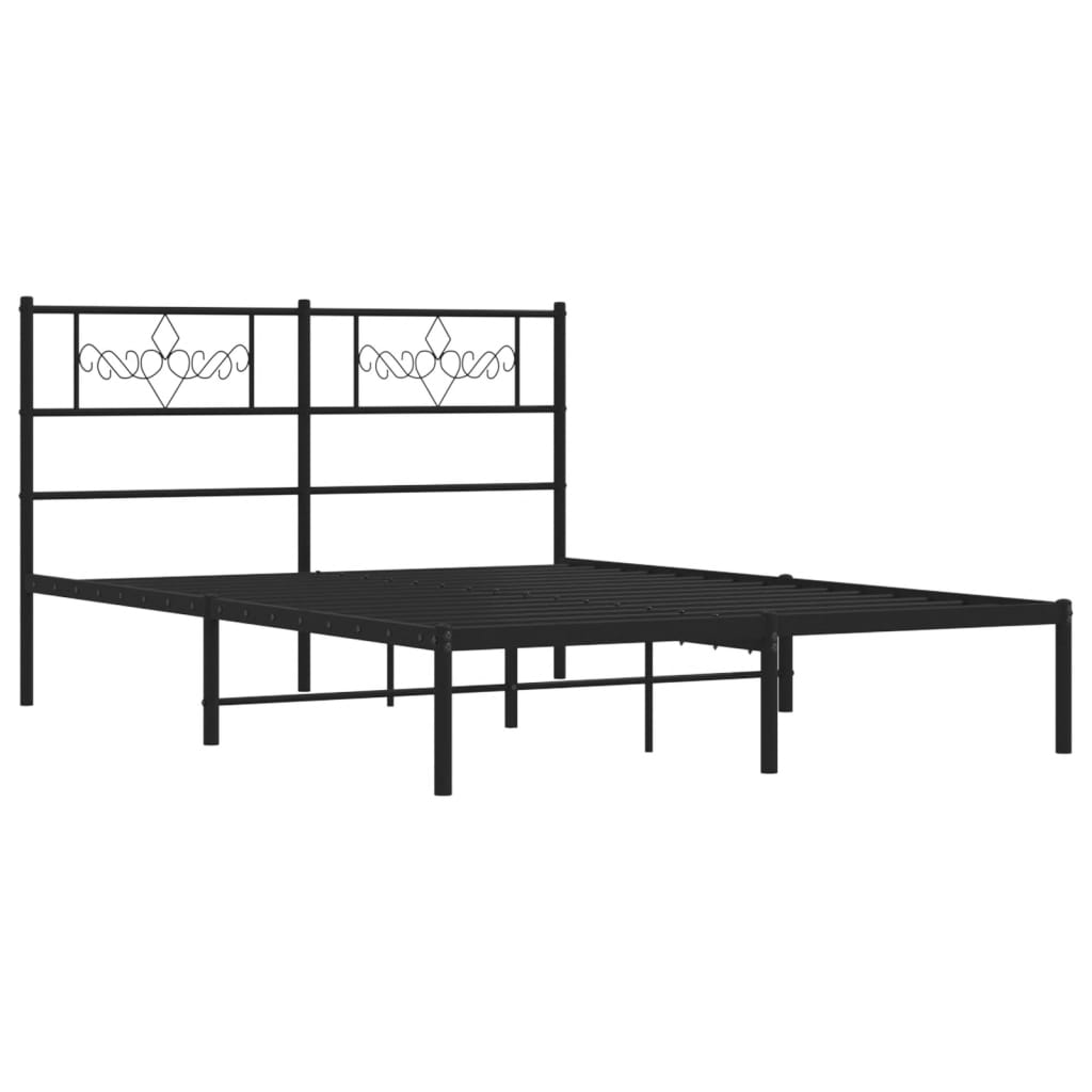 vidaXL Metallinen sängynrunko päädyllä musta 160x200 cm
