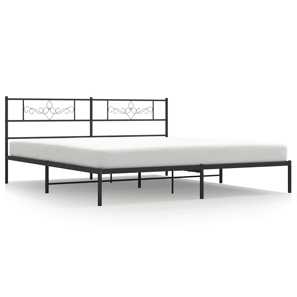 VidaXL Cadre De Lit Métal Sans Matelas Avec Tête De Lit Noir 183x213cm